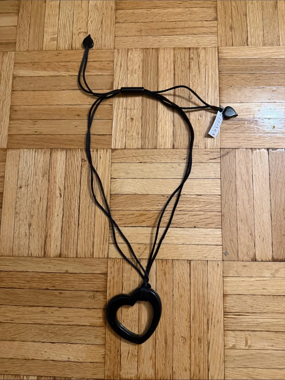 Black Heart Pendant Necklace with Adjustable Cord